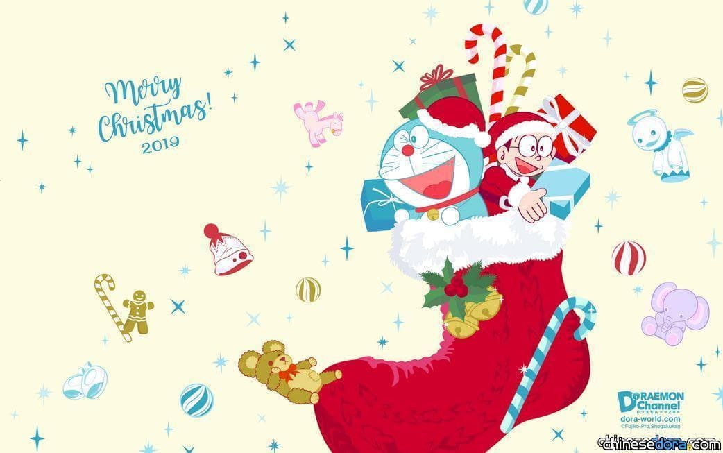 [桌布] 2019年12月哆啦A夢官網桌布：哆啦A夢慶耶誕節