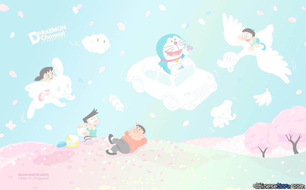 [桌布] 2020年4月哆啦A夢官網桌布：用雲的黏土自在遨遊！