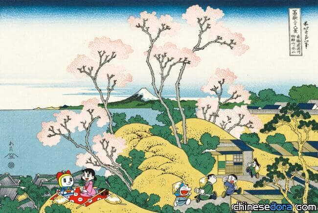 [日本] 「哆啦A夢浮世繪木版畫」新作登場！哆啦A夢等人穿越進葛氏北齋名作賞花去