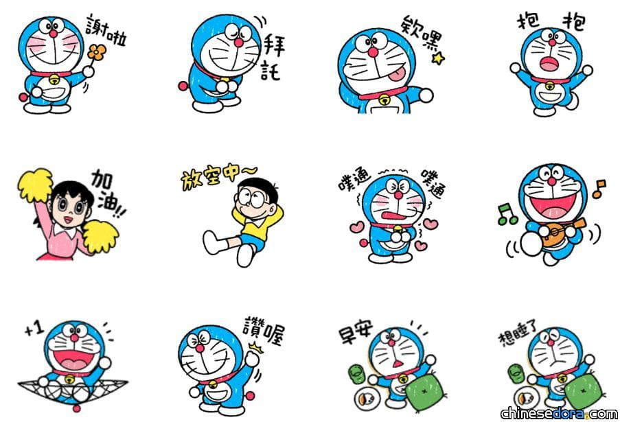 [LINE] 暖心又療癒！「哆啦A夢 蠟筆畫風篇」貼圖在 LINE STORE 上架囉
