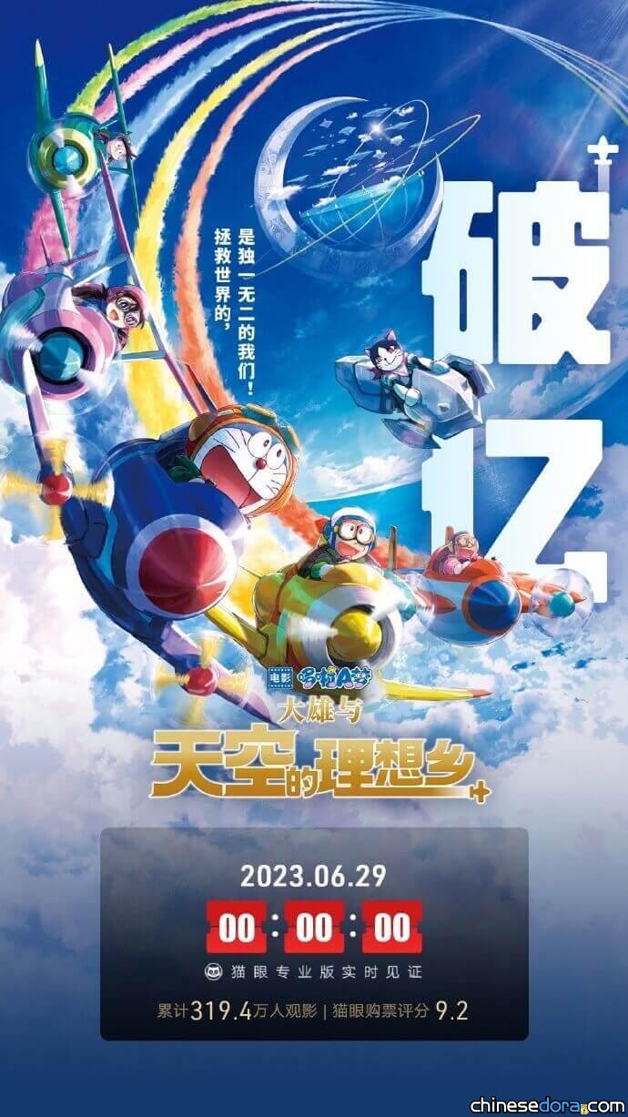 [電影] 即時：《哆啦A夢：大雄與天空的理想鄉》中國大陸票房破億