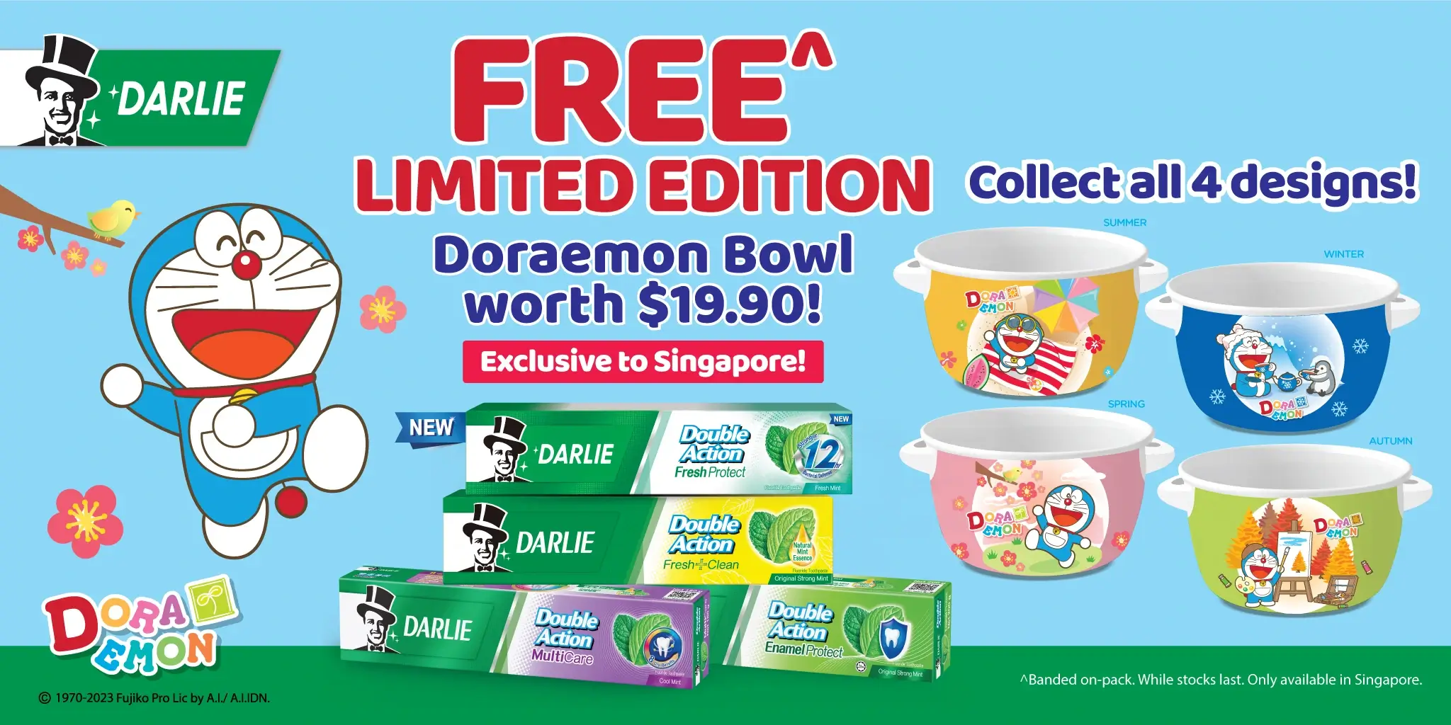Darlie Double Action Toothpaste x Doraemon Bowls 4 EXCLUSIVE DESIGNS TO COLLECT!