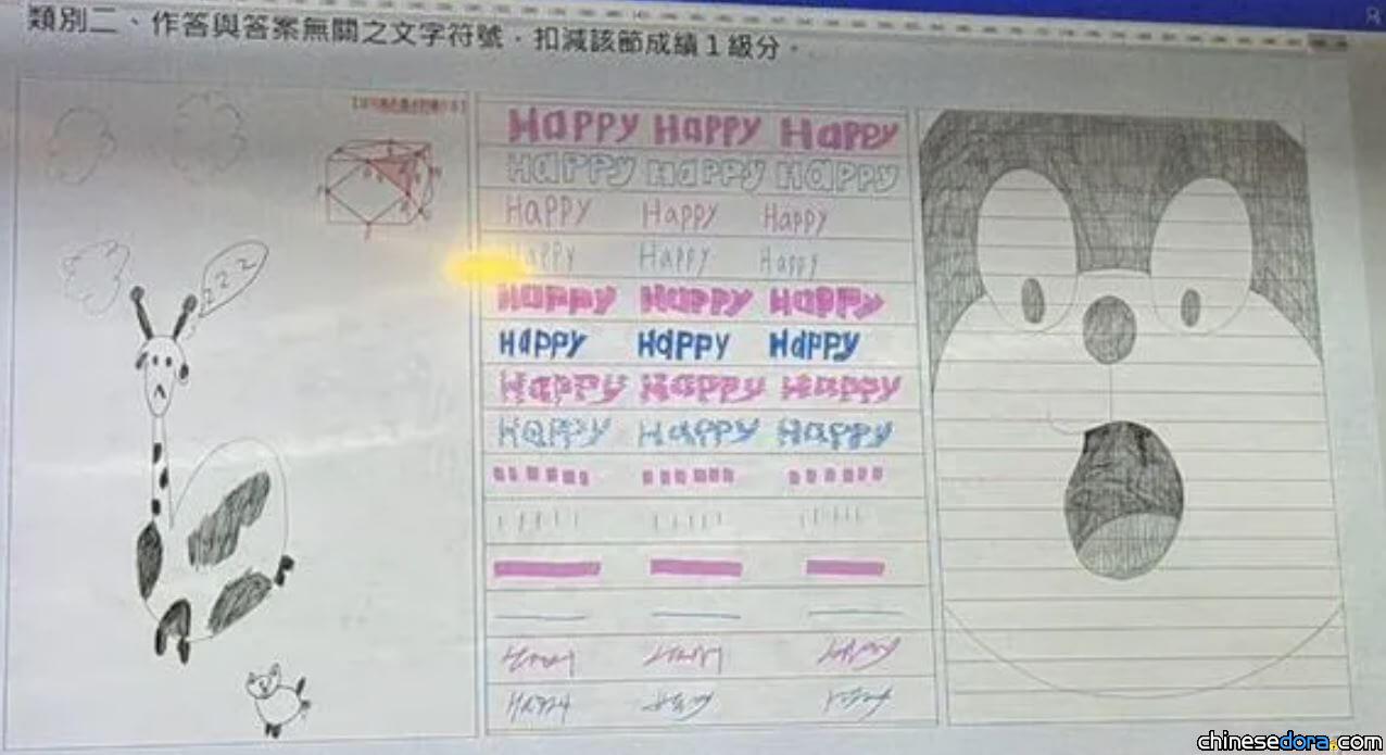 [台灣] 不會寫考卷就想到哆啦A夢？今年又有考生畫「哆啦A夢」被扣分