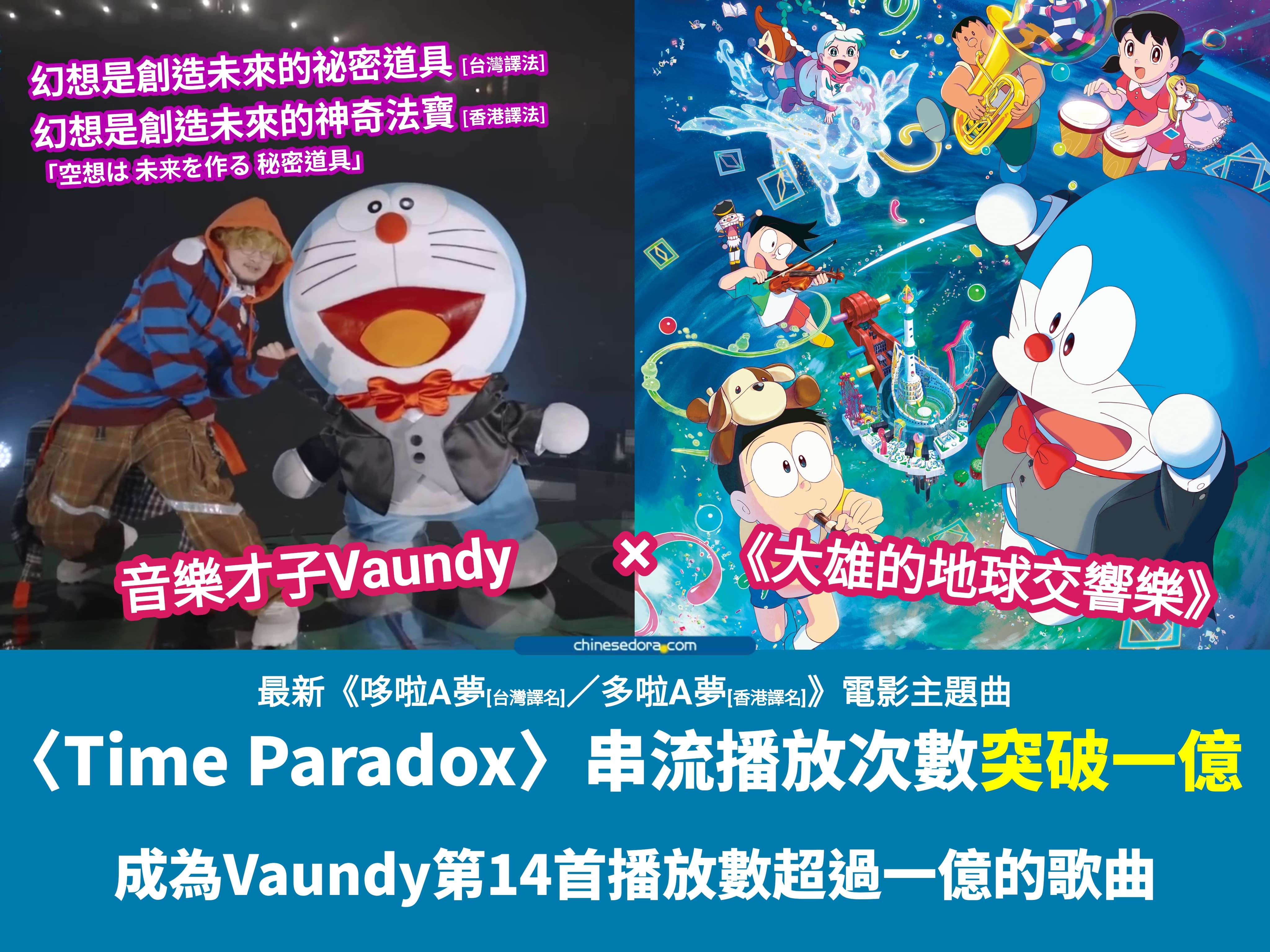 [日本] 《電影哆啦A夢：大雄的地球交響樂》主題曲〈時間悖論〉 串流播放破億次