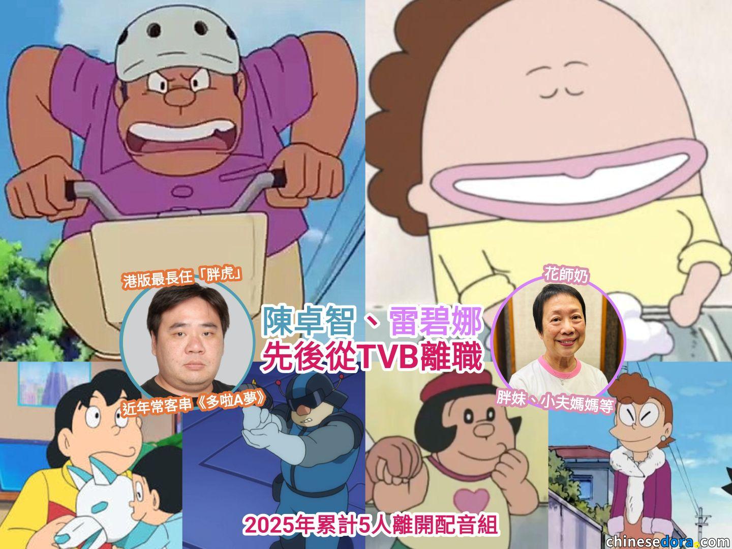 [香港] 配音員陳卓智、雷碧娜先後從TVB離職　2025年TVB配音組離開人數達至五人　《多啦A夢》等作品續面臨頻密換聲