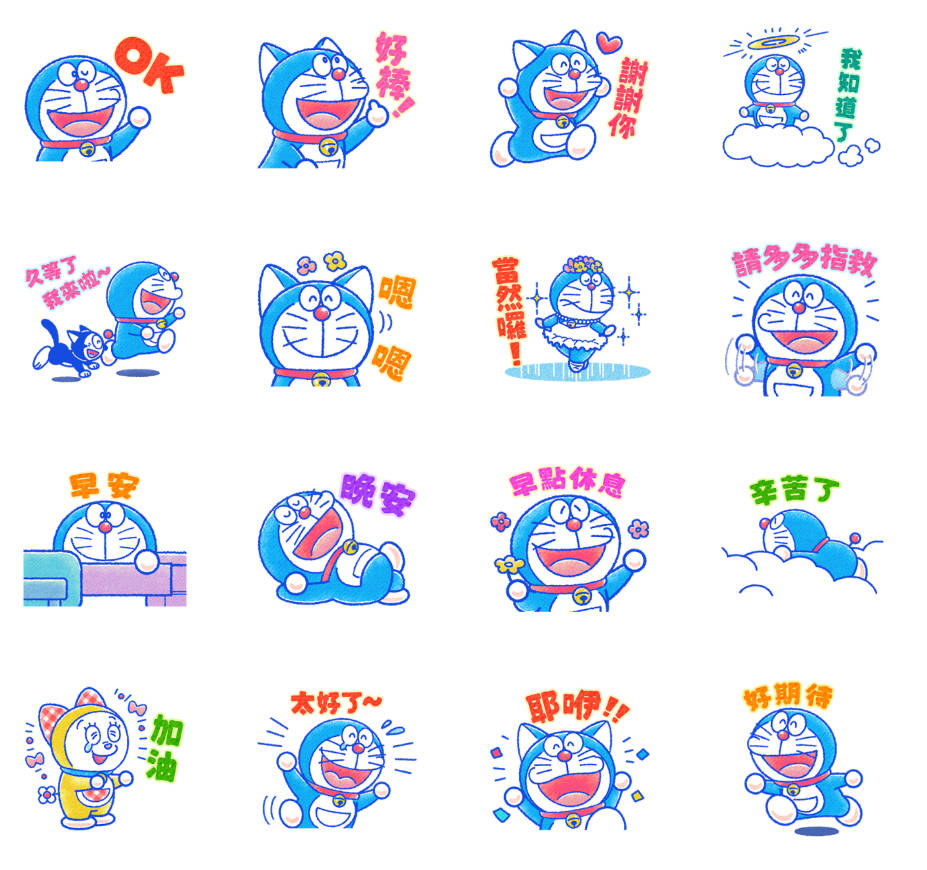 [LINE] 《哆啦A夢 貓咪日回覆貼圖》台日版全新登場　陪你度過每一次聊天時刻