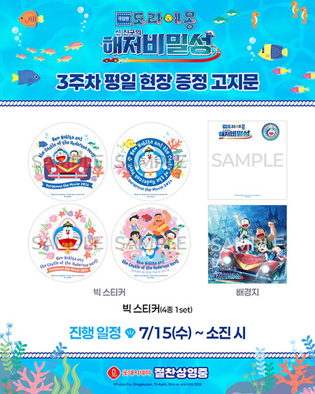[國際] 南韓《新・大雄的海底鬼岩城》票房突破5.6億韓元　第三週再推限定貼紙與A3海報特典