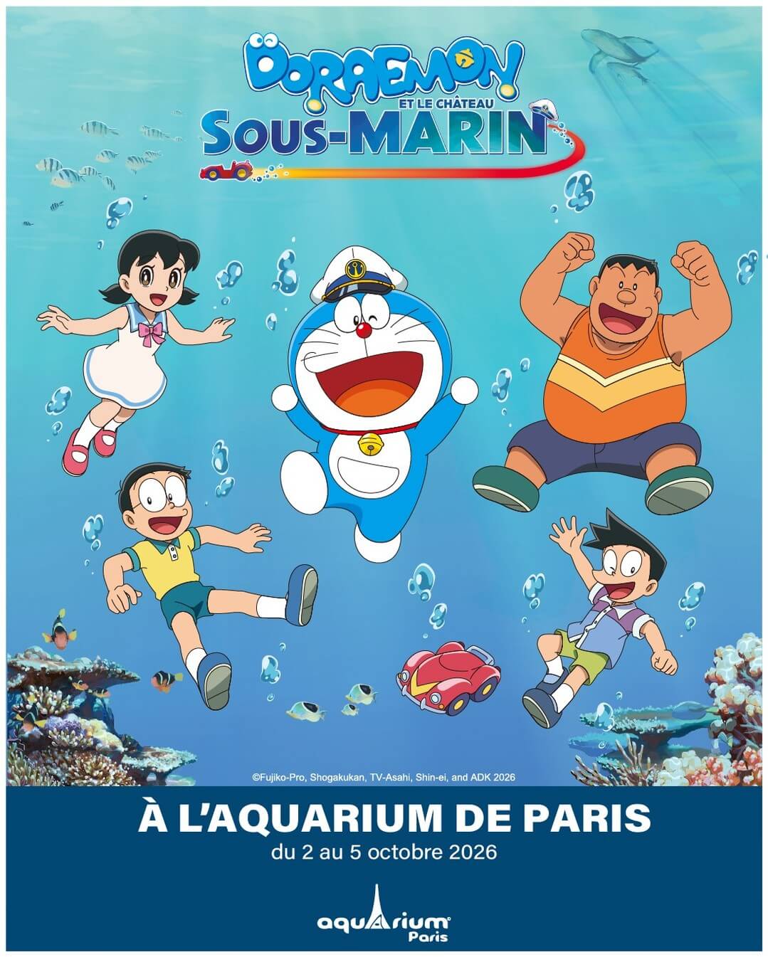 [國際] 哆啦A夢現身巴黎水族館！《新・大雄的海底鬼岩城》法國上映前推出海洋主題活動